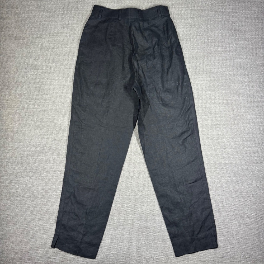 Vintage Escada Margaretha Ley Black Linen Pleated High Waist Trousers Pants 36 - Picture 3 of 10